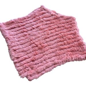 y2k BCBG Maxazria Baby Pink Rabbit Fur Shawl Poncho Scarf Wool Blend One Size